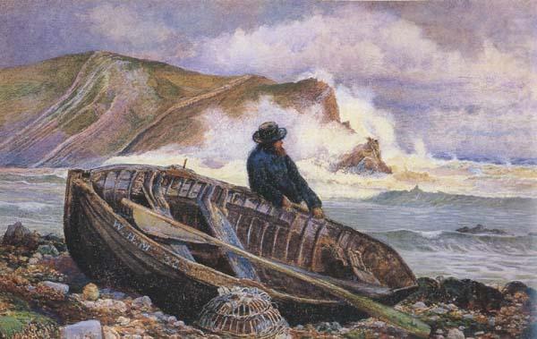 William henry millair A Fisherman with his Dinghy at Lulworth Cove (mk46) china oil painting image